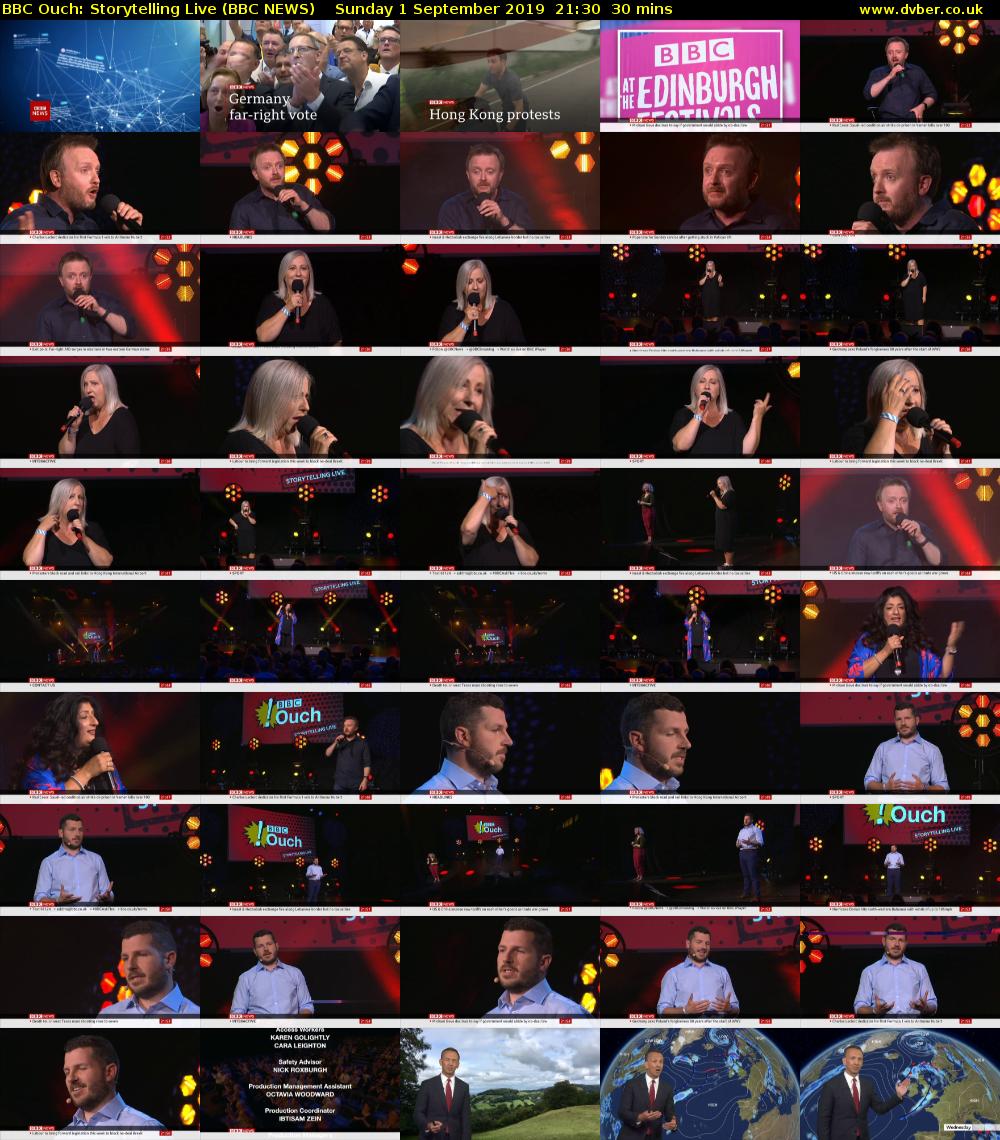 BBC Ouch: Storytelling Live (BBC NEWS) Sunday 1 September 2019 21:30 - 22:00