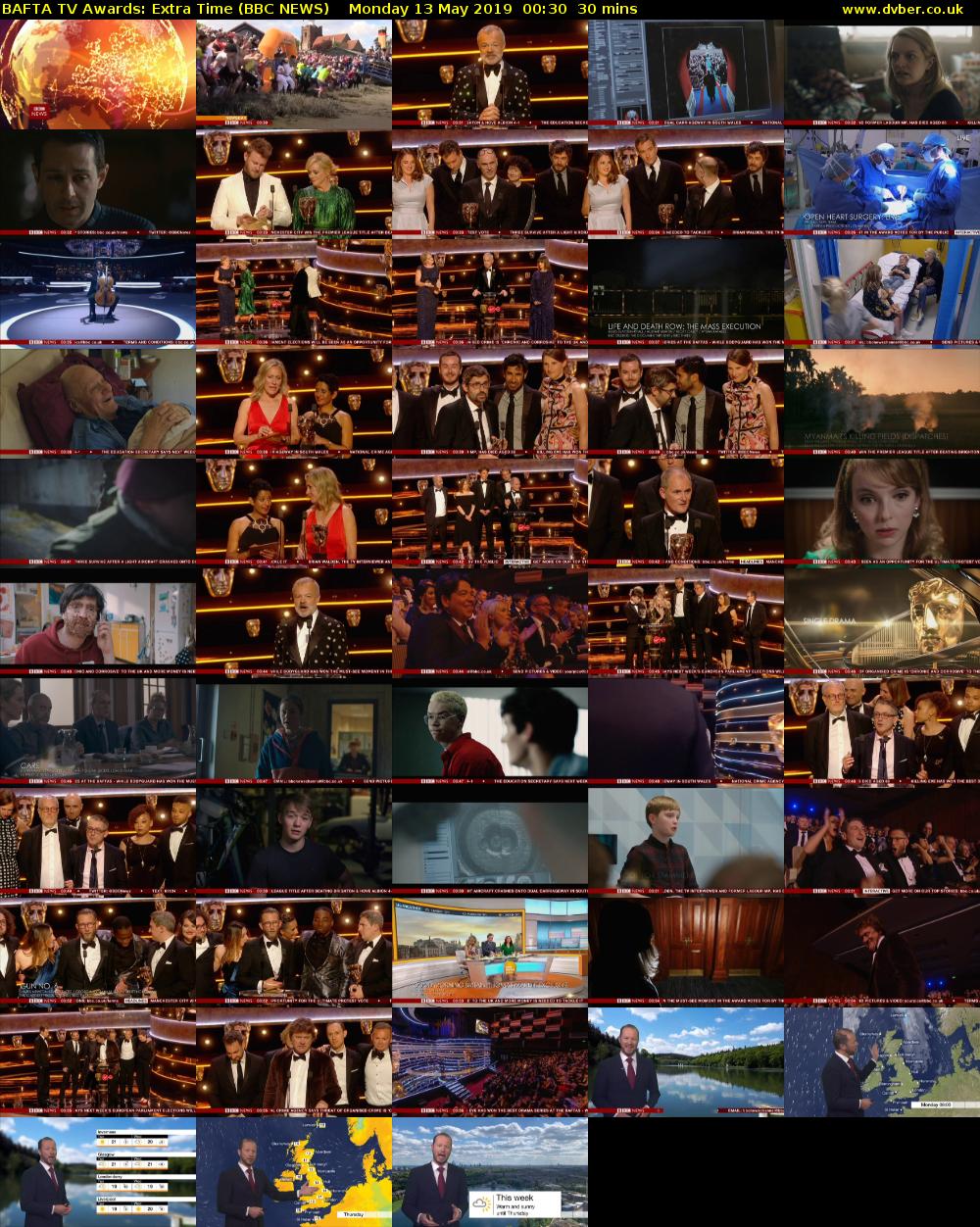 Bafta TV Awards: Extra Time (BBC NEWS) Monday 13 May 2019 00:30 - 01:00
