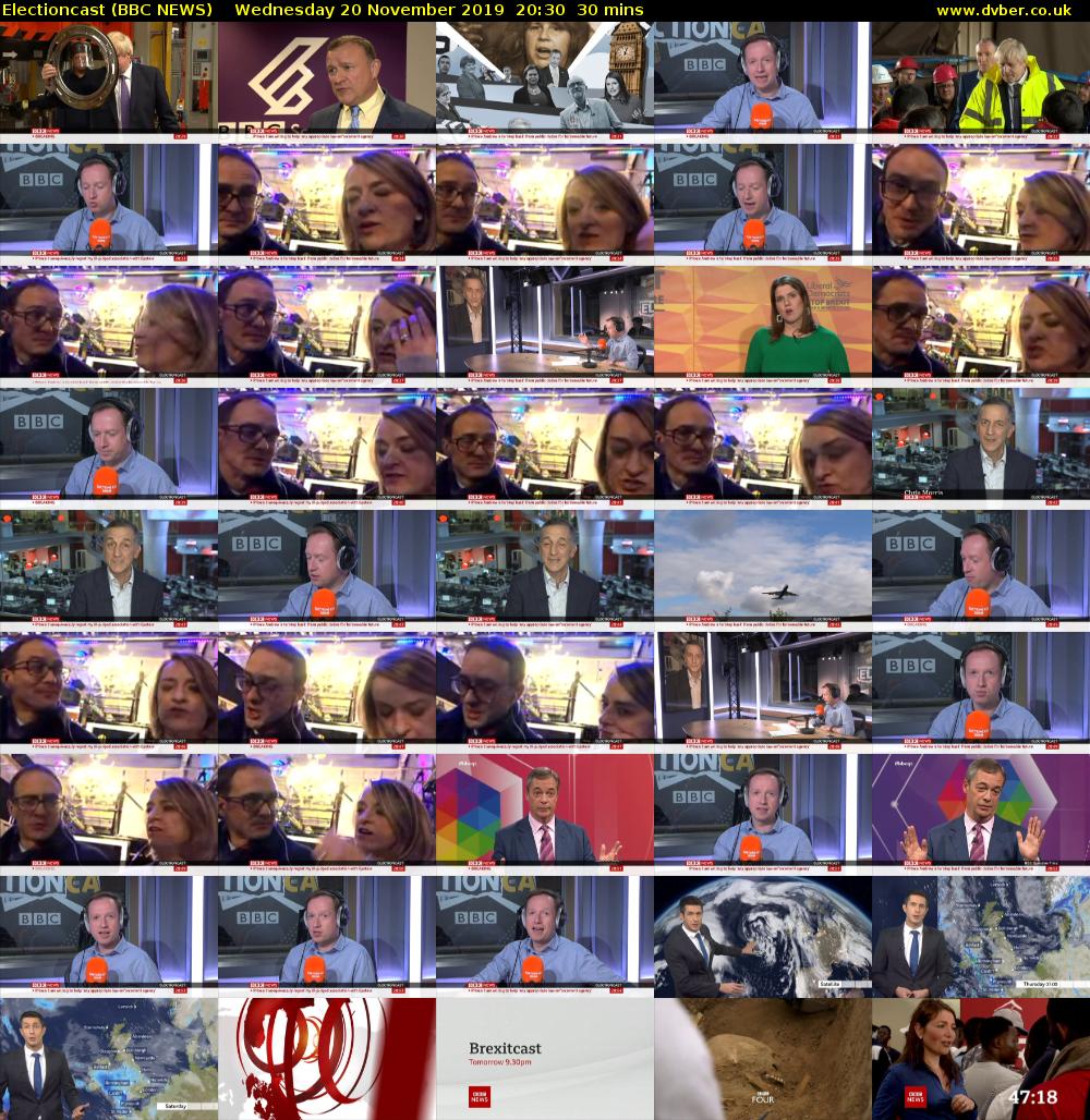 Electioncast (BBC NEWS) Wednesday 20 November 2019 20:30 - 21:00