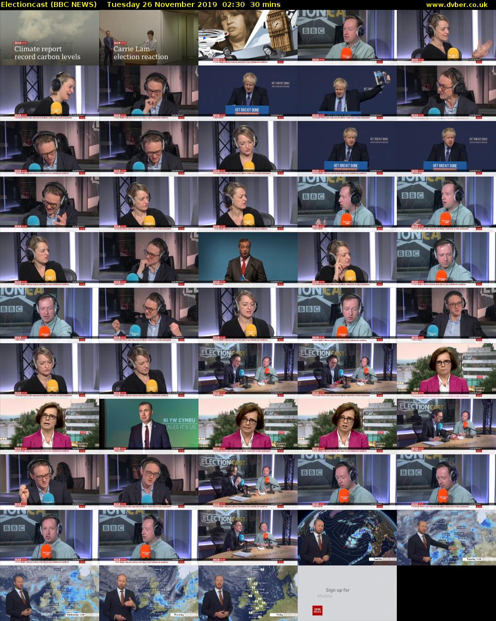 Electioncast (BBC NEWS) Tuesday 26 November 2019 02:30 - 03:00