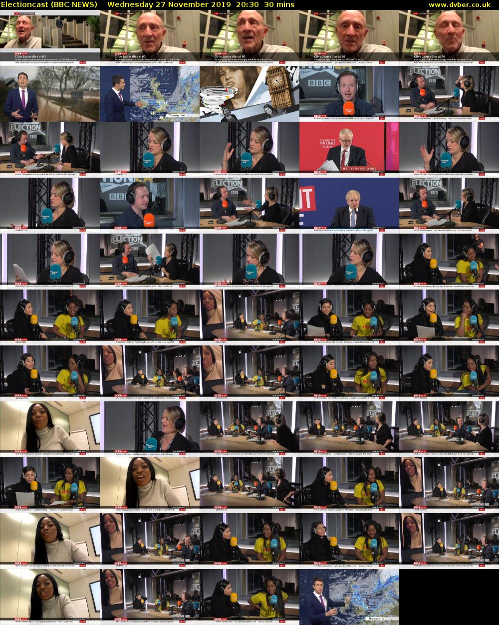 Electioncast (BBC NEWS) Wednesday 27 November 2019 20:30 - 21:00