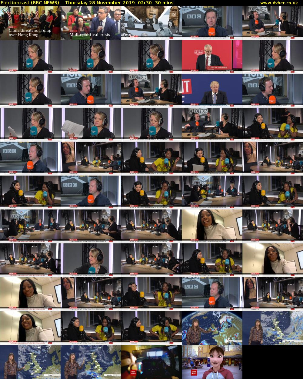Electioncast (BBC NEWS) Thursday 28 November 2019 02:30 - 03:00