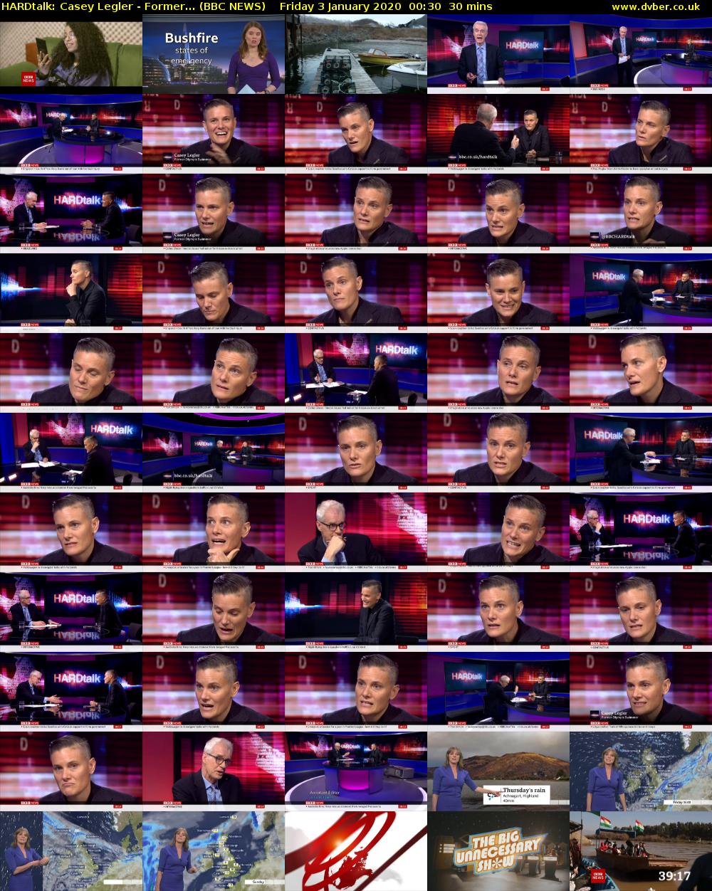 HARDtalk: Casey Legler - Former... (BBC NEWS) Friday 3 January 2020 00:30 - 01:00