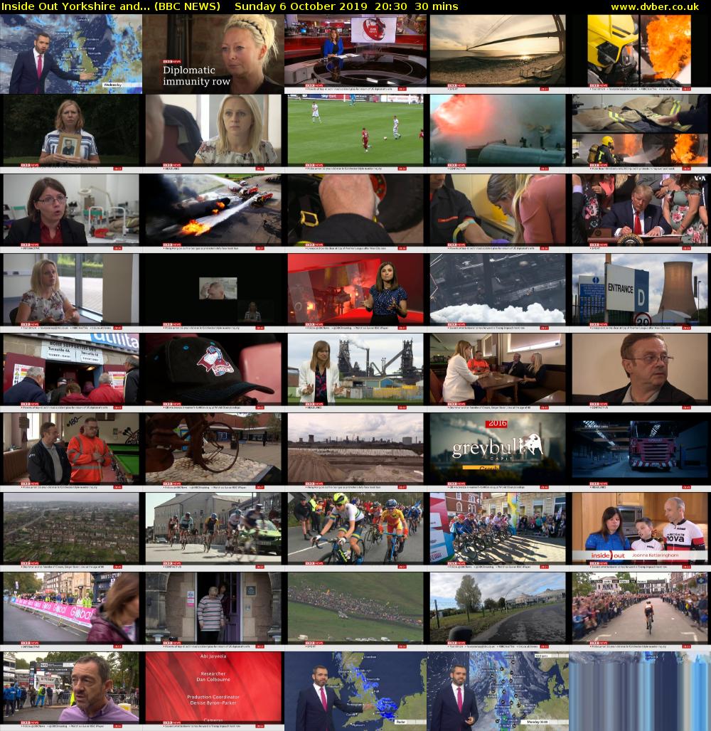 Inside Out Yorkshire and... (BBC NEWS) Sunday 6 October 2019 20:30 - 21:00