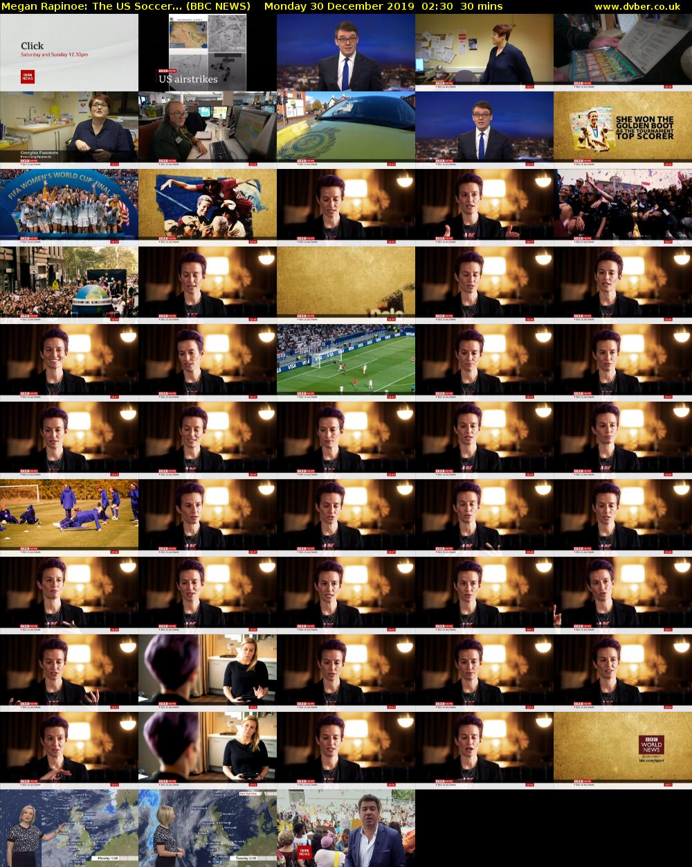 Megan Rapinoe: The US Soccer... (BBC NEWS) Monday 30 December 2019 02:30 - 03:00