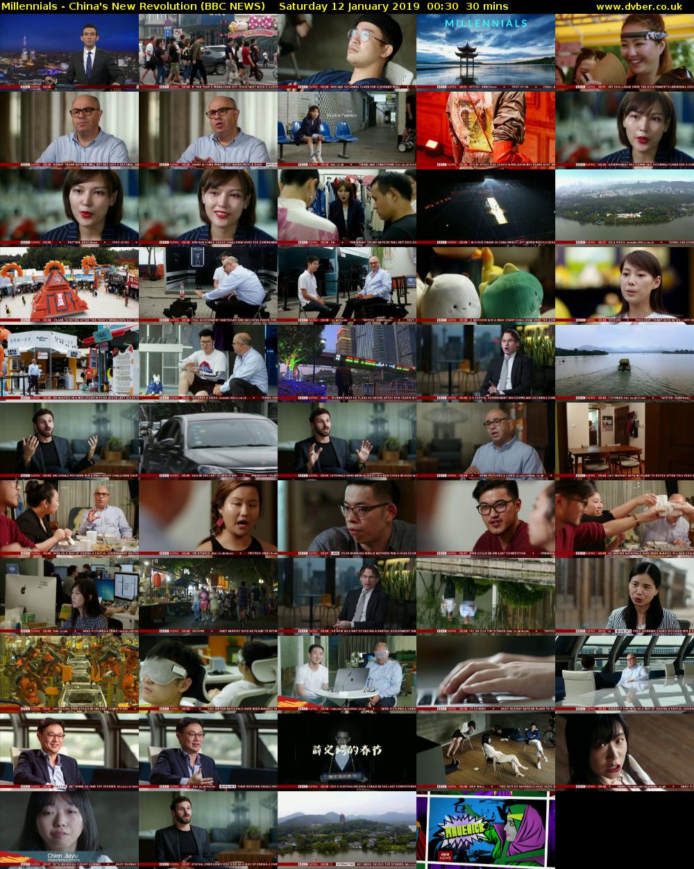 Millennials - China's New Revolution (BBC NEWS) Saturday 12 January 2019 00:30 - 01:00