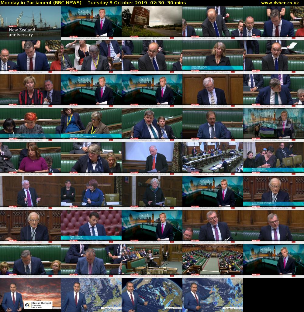 Monday in Parliament (BBC NEWS) Tuesday 8 October 2019 02:30 - 03:00