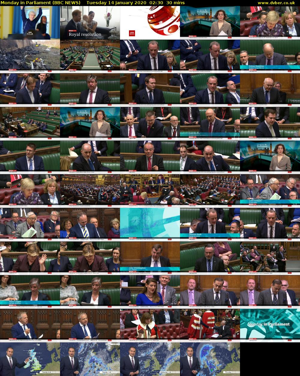 Monday in Parliament (BBC NEWS) Tuesday 14 January 2020 02:30 - 03:00
