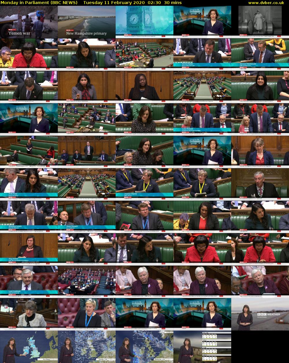 Monday in Parliament (BBC NEWS) Tuesday 11 February 2020 02:30 - 03:00