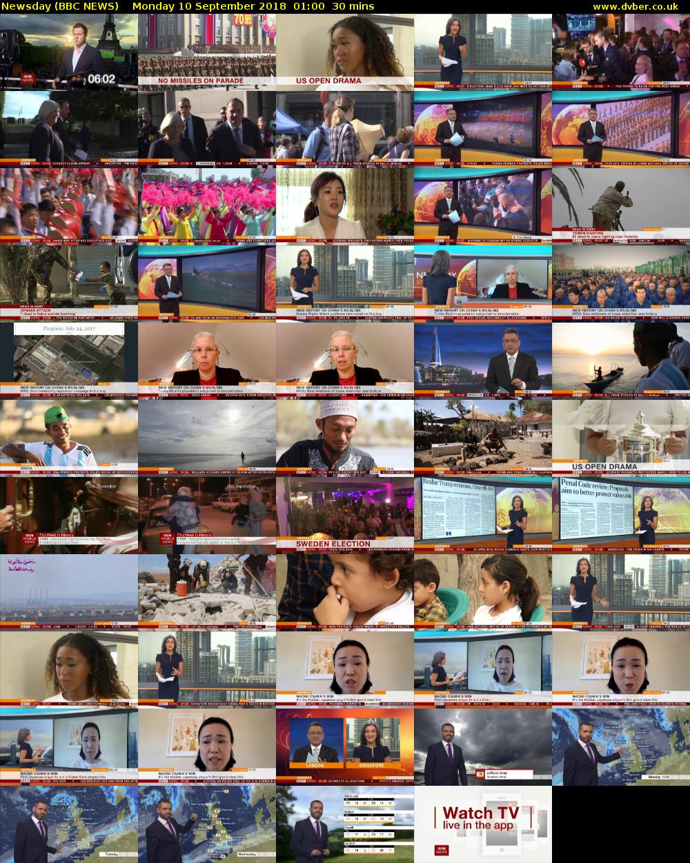 Newsday (BBC NEWS) Monday 10 September 2018 01:00 - 01:30