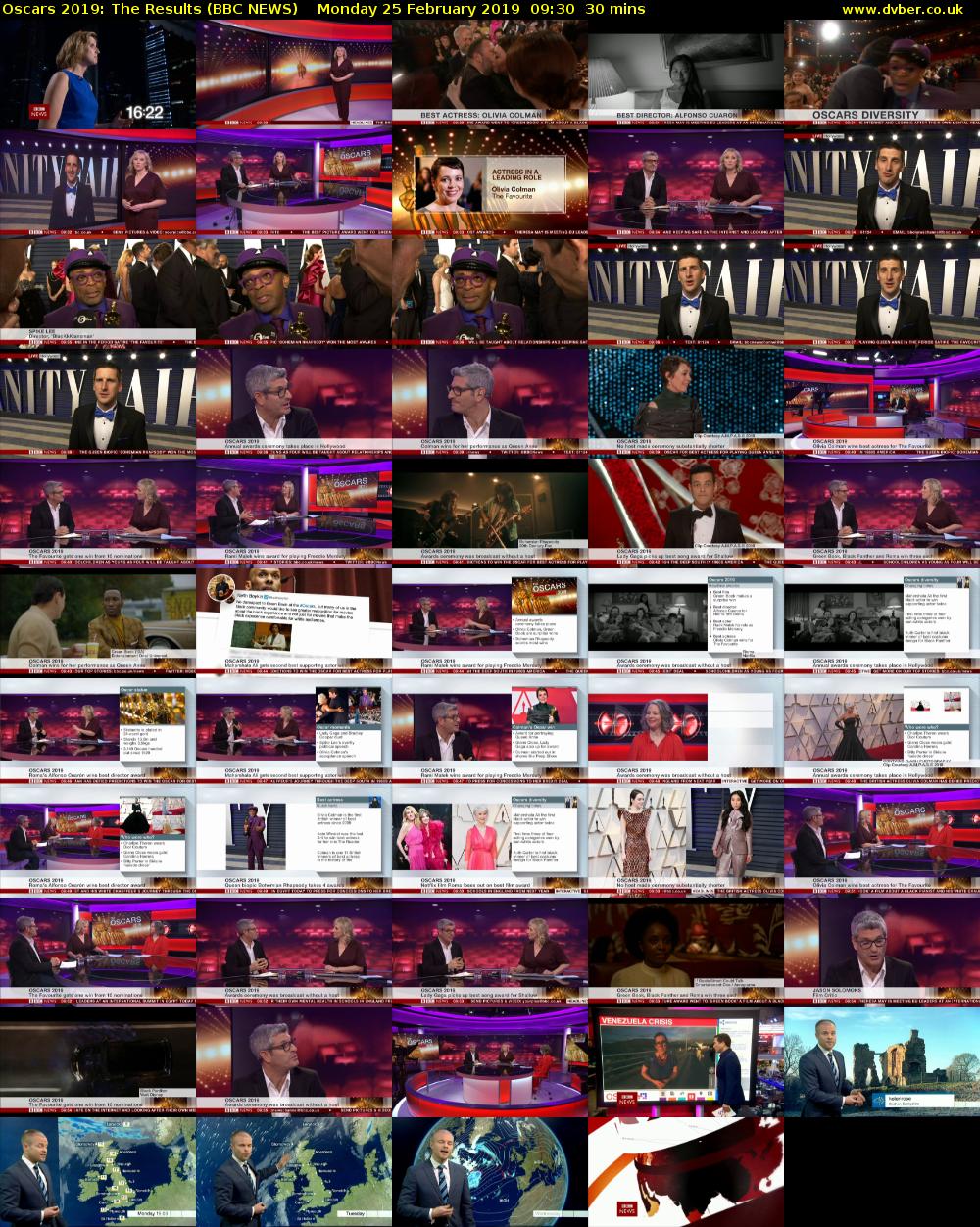Oscars 2019: The Results (BBC NEWS) Monday 25 February 2019 09:30 - 10:00