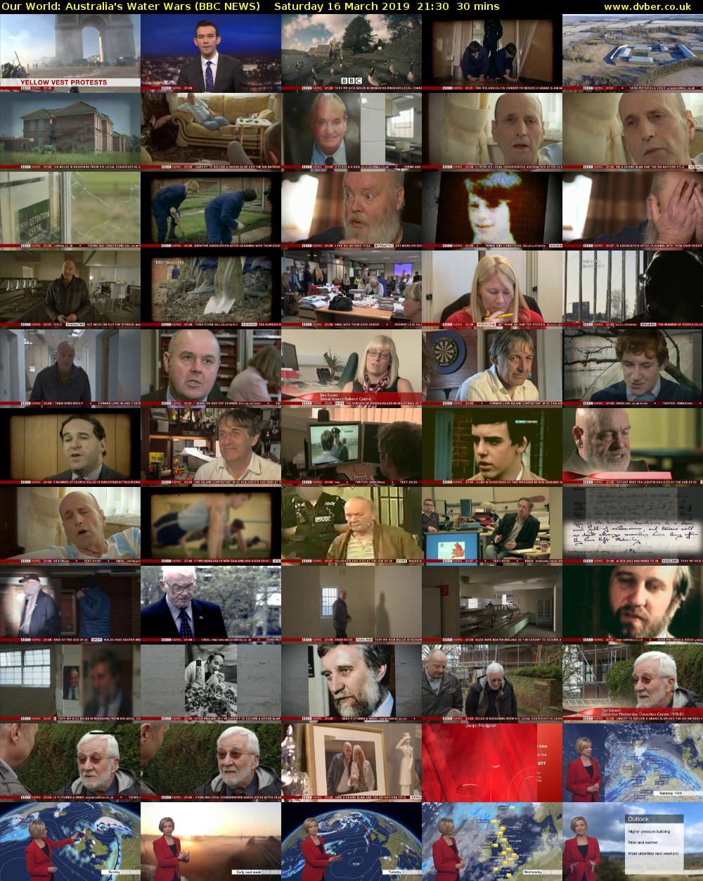 Our World: Australia's Water Wars (BBC NEWS) Saturday 16 March 2019 21:30 - 22:00