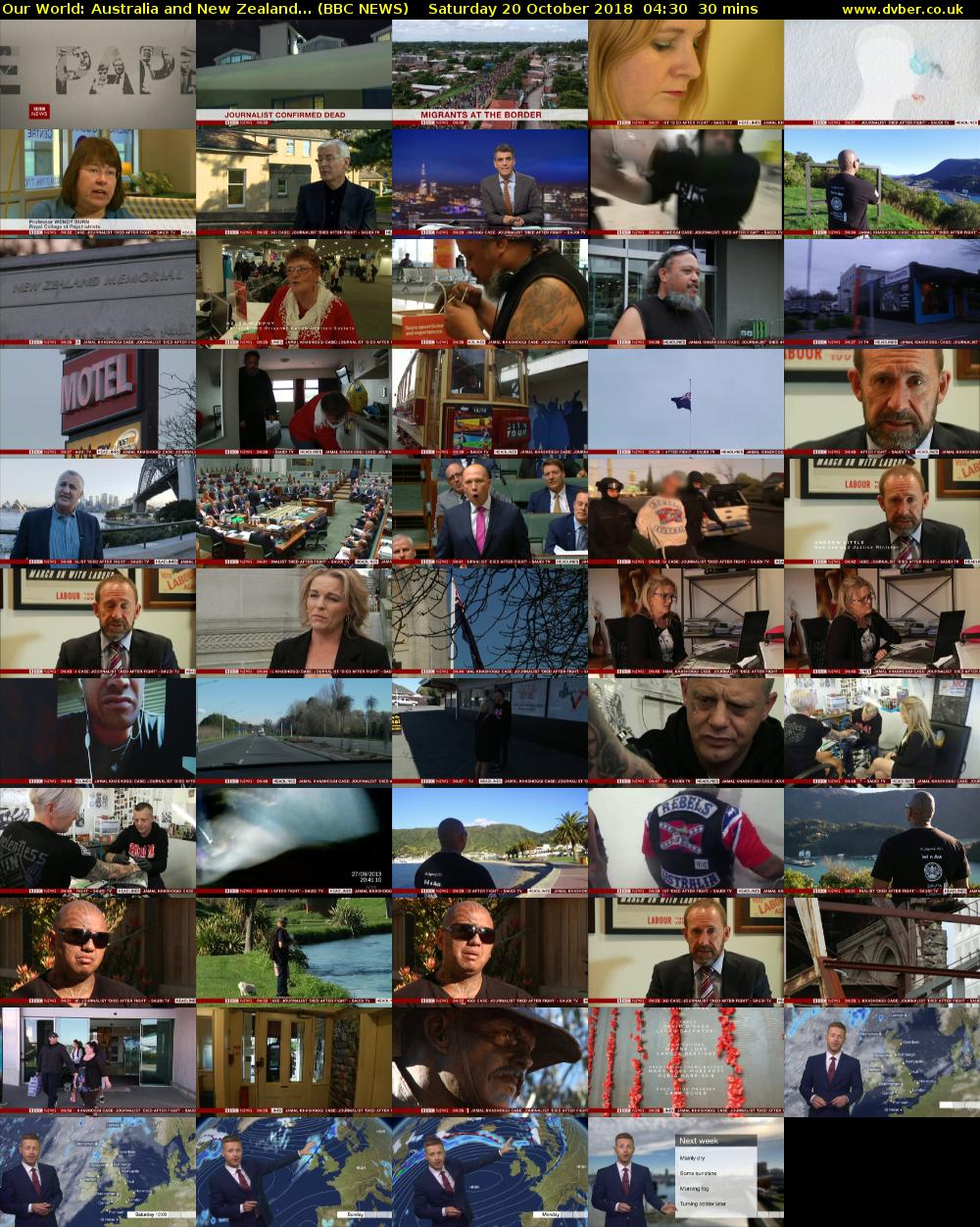 Our World: Australia and New Zealand... (BBC NEWS) Saturday 20 October 2018 04:30 - 05:00
