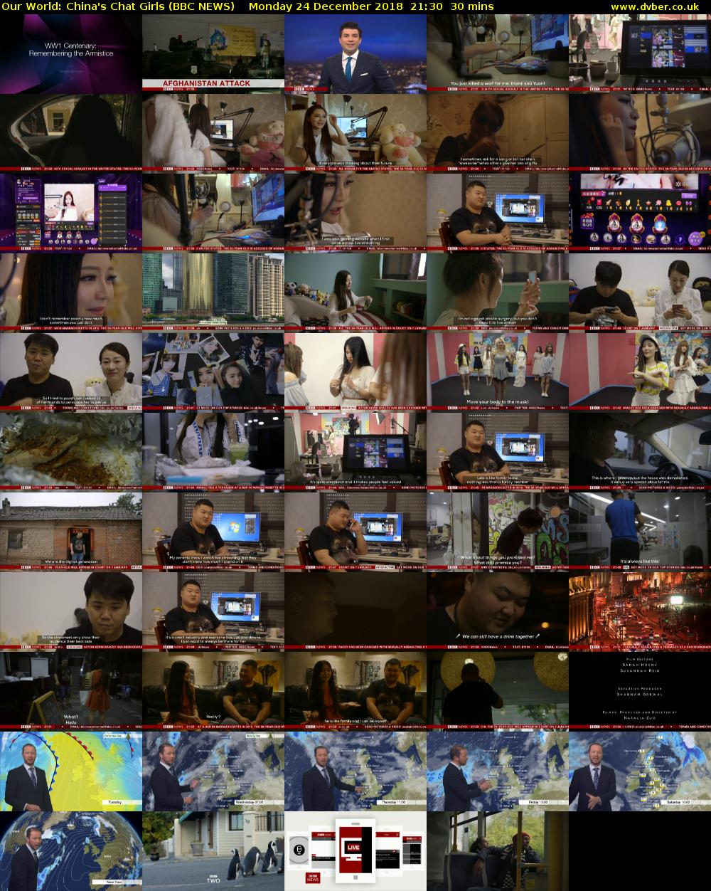 Our World: China's Chat Girls (BBC NEWS) Monday 24 December 2018 21:30 - 22:00