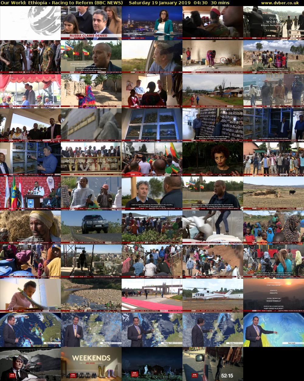 Our World: Ethiopia - Racing to Reform (BBC NEWS) Saturday 19 January 2019 04:30 - 05:00