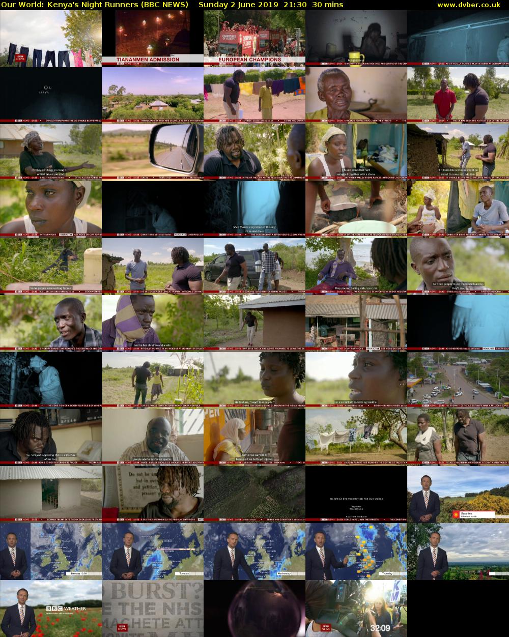 Our World: Kenya's Night Runners (BBC NEWS) Sunday 2 June 2019 21:30 - 22:00