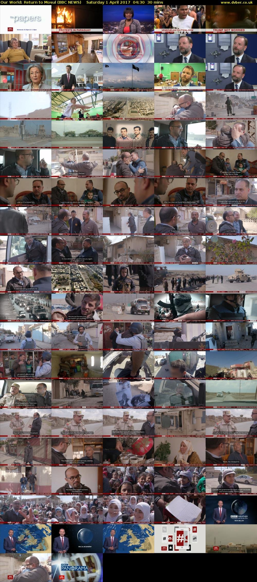 Our World: Return to Mosul (BBC NEWS) Saturday 1 April 2017 04:30 - 05:00
