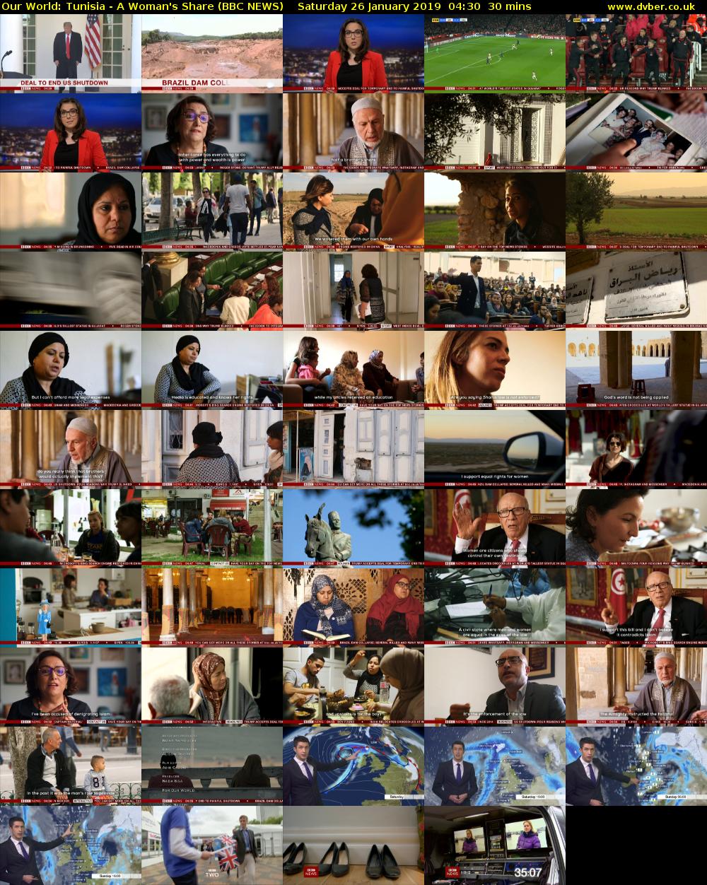 Our World: Tunisia - A Woman's Share (BBC NEWS) Saturday 26 January 2019 04:30 - 05:00
