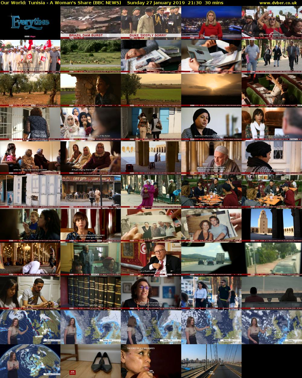 Our World: Tunisia - A Woman's Share (BBC NEWS) Sunday 27 January 2019 21:30 - 22:00