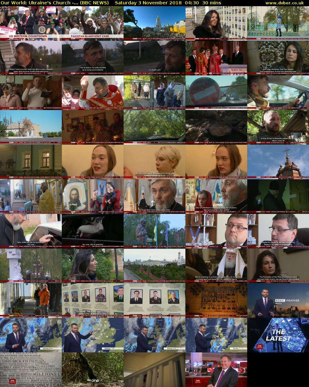 Our World: Ukraine's Church -... (BBC NEWS) Saturday 3 November 2018 04:30 - 05:00