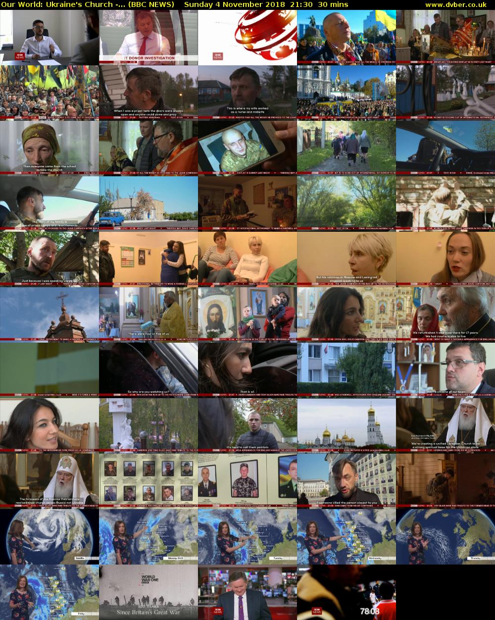 Our World: Ukraine's Church -... (BBC NEWS) Sunday 4 November 2018 21:30 - 22:00