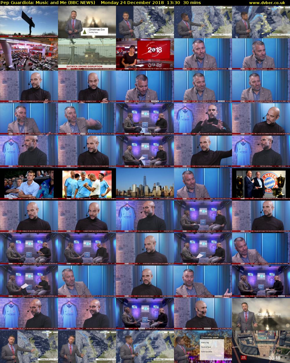 Pep Guardiola: Music and Me (BBC NEWS) Monday 24 December 2018 13:30 - 14:00