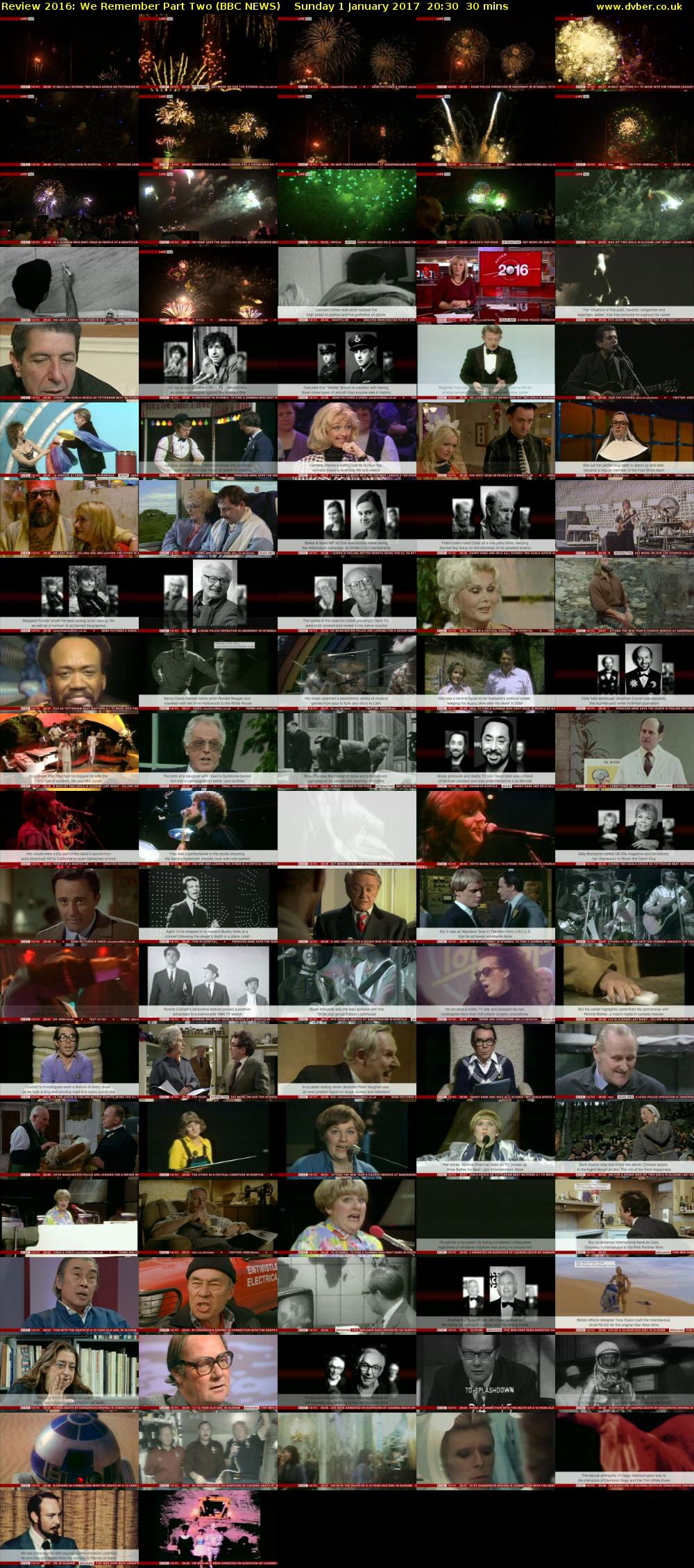Review 2016: We Remember Part Two (BBC NEWS) Sunday 1 January 2017 20:30 - 21:00