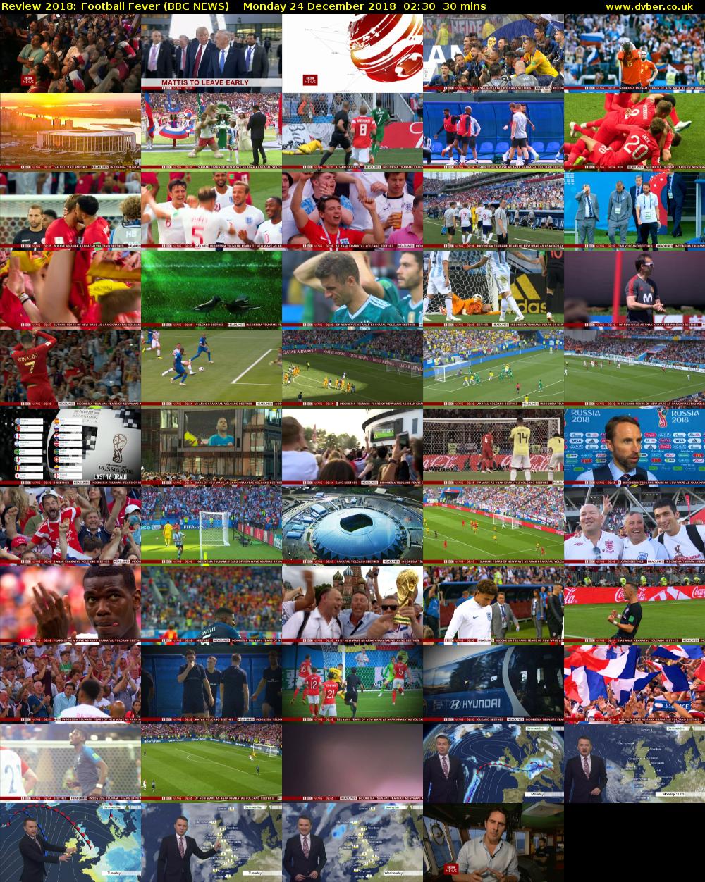 Review 2018: Football Fever (BBC NEWS) Monday 24 December 2018 02:30 - 03:00