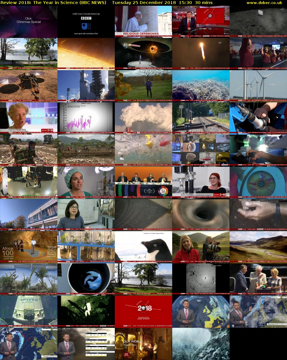 Review 2018: The Year in Science (BBC NEWS) Tuesday 25 December 2018 15:30 - 16:00