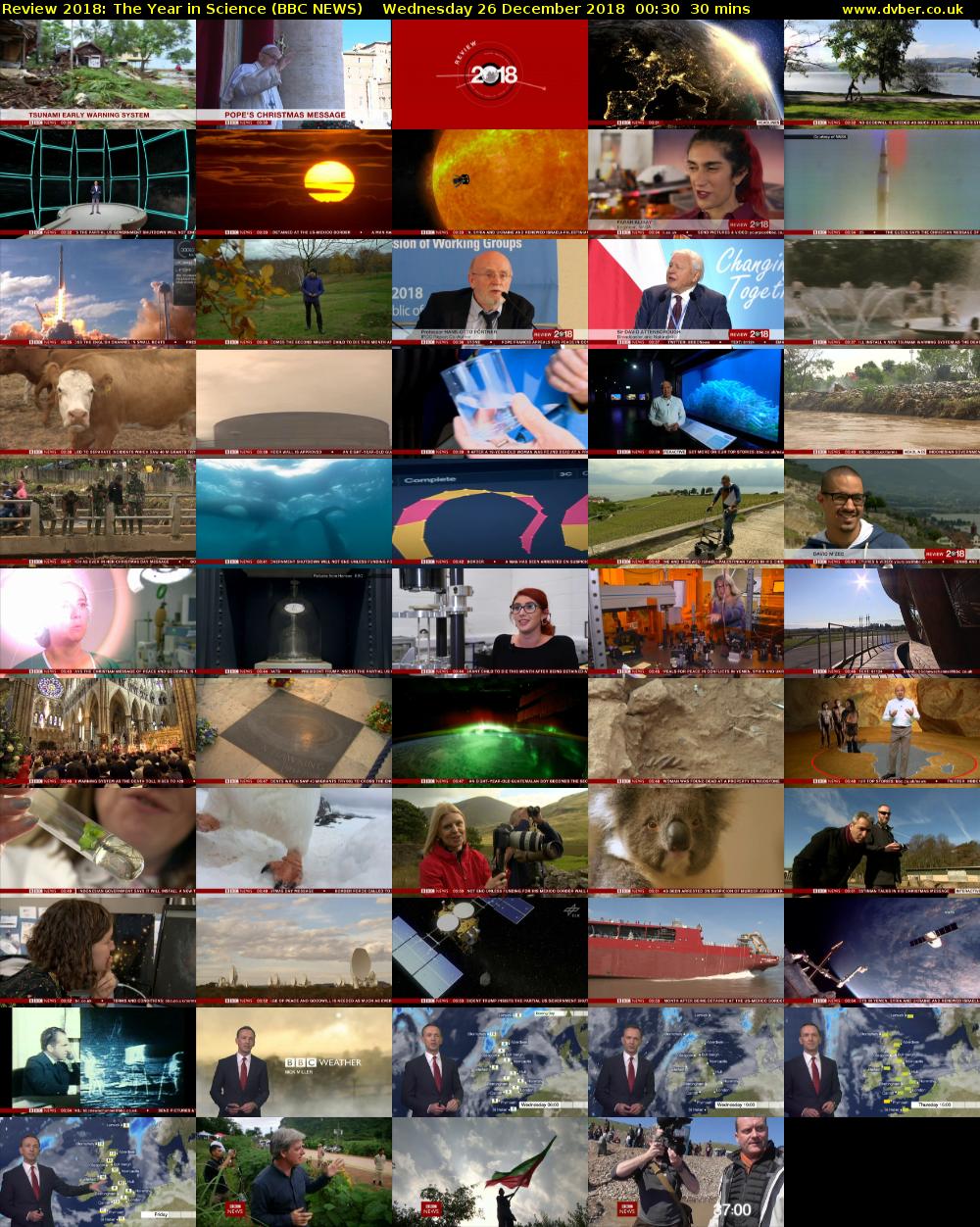 Review 2018: The Year in Science (BBC NEWS) Wednesday 26 December 2018 00:30 - 01:00