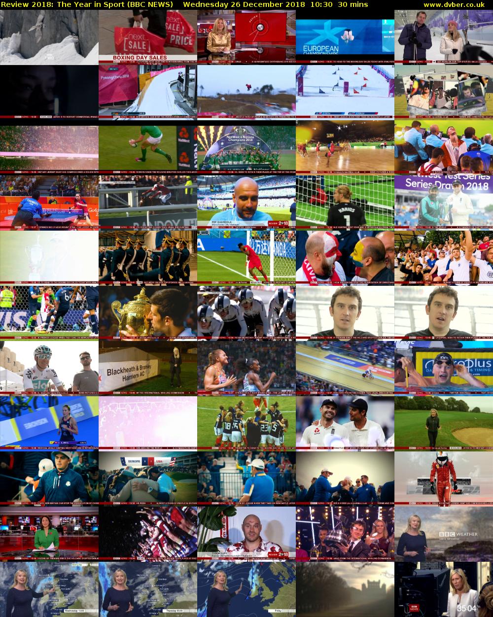 Review 2018: The Year in Sport (BBC NEWS) Wednesday 26 December 2018 10:30 - 11:00