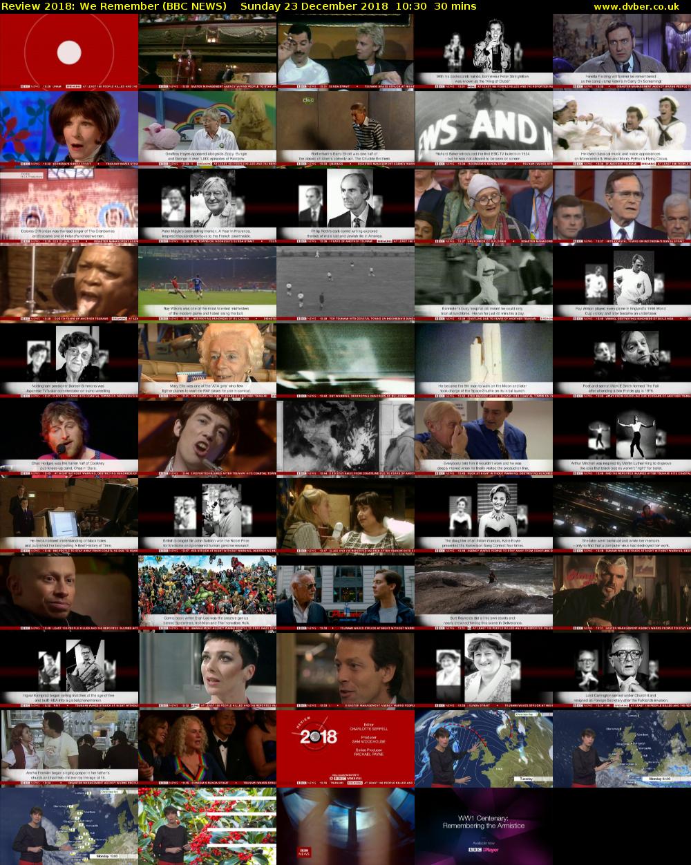 Review 2018: We Remember (BBC NEWS) Sunday 23 December 2018 10:30 - 11:00