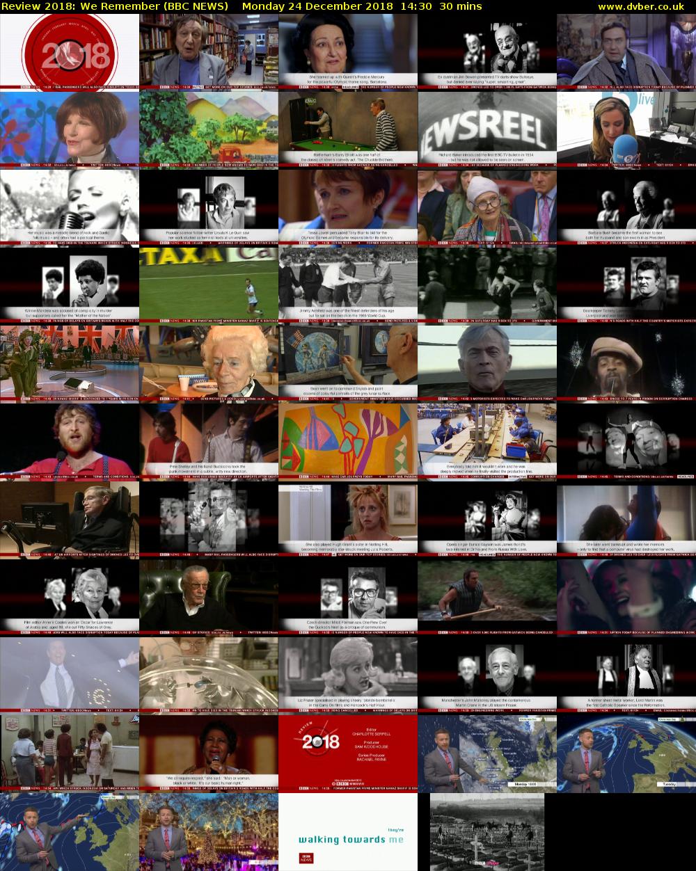 Review 2018: We Remember (BBC NEWS) Monday 24 December 2018 14:30 - 15:00