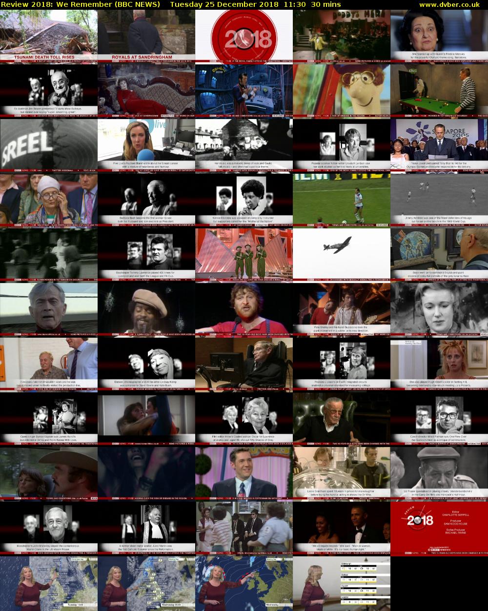 Review 2018: We Remember (BBC NEWS) Tuesday 25 December 2018 11:30 - 12:00