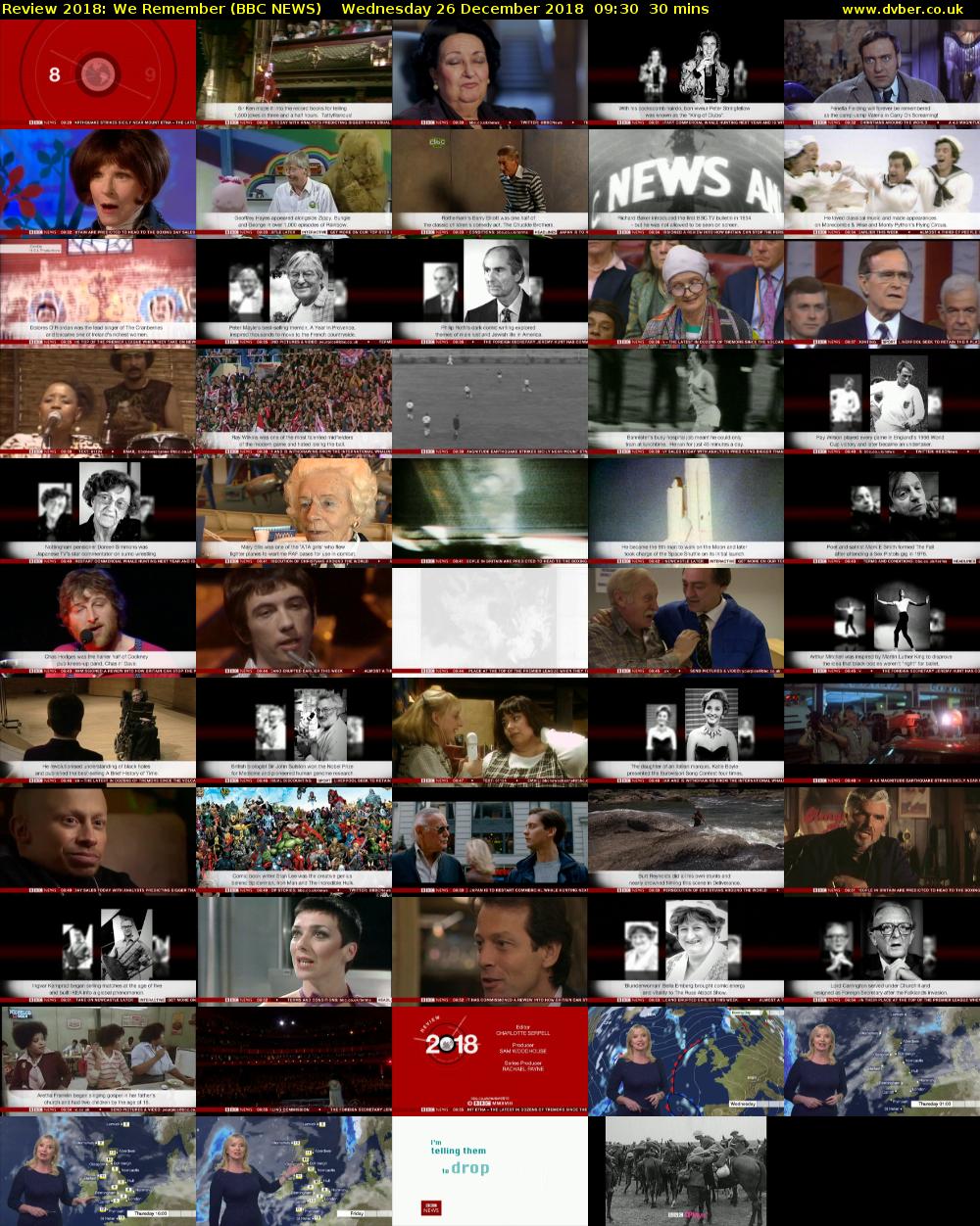 Review 2018: We Remember (BBC NEWS) Wednesday 26 December 2018 09:30 - 10:00