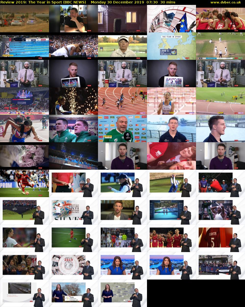 Review 2019: The Year in Sport (BBC NEWS) Monday 30 December 2019 07:30 - 08:00