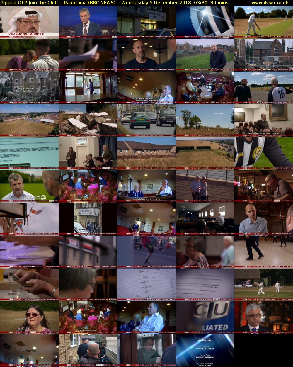 Ripped Off? Join the Club -  Panorama (BBC NEWS) Wednesday 5 December 2018 03:30 - 04:00