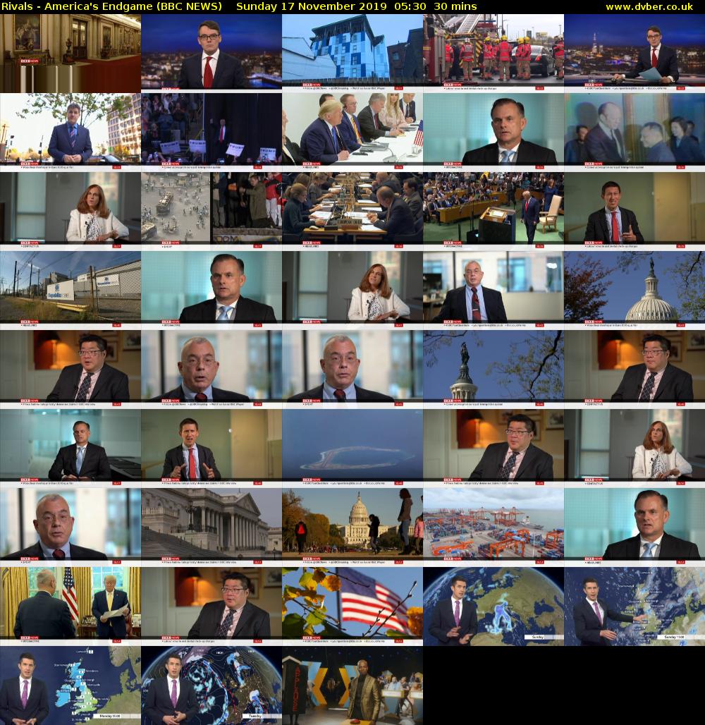 Rivals - America's Endgame (BBC NEWS) Sunday 17 November 2019 05:30 - 06:00