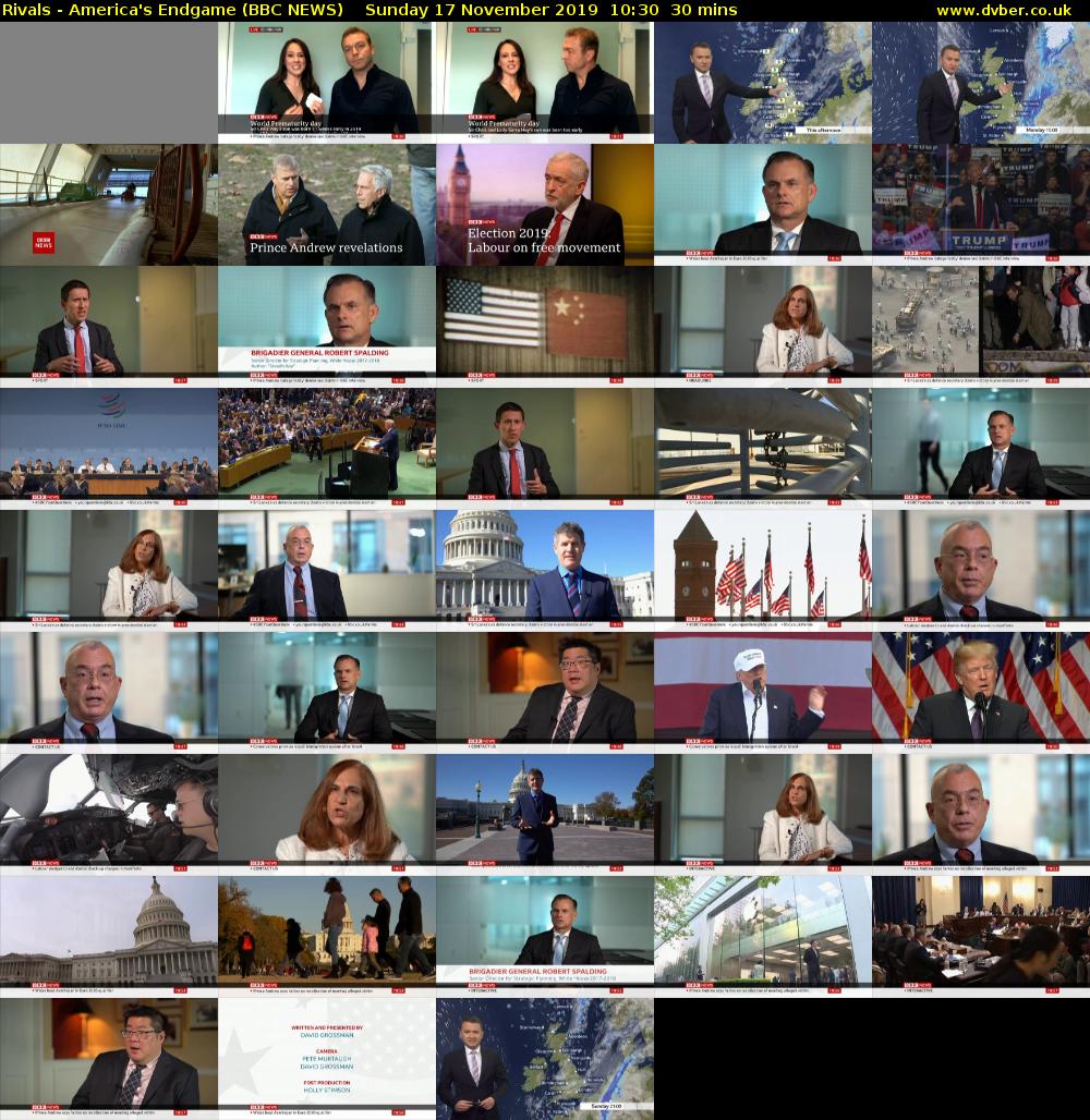 Rivals - America's Endgame (BBC NEWS) Sunday 17 November 2019 10:30 - 11:00