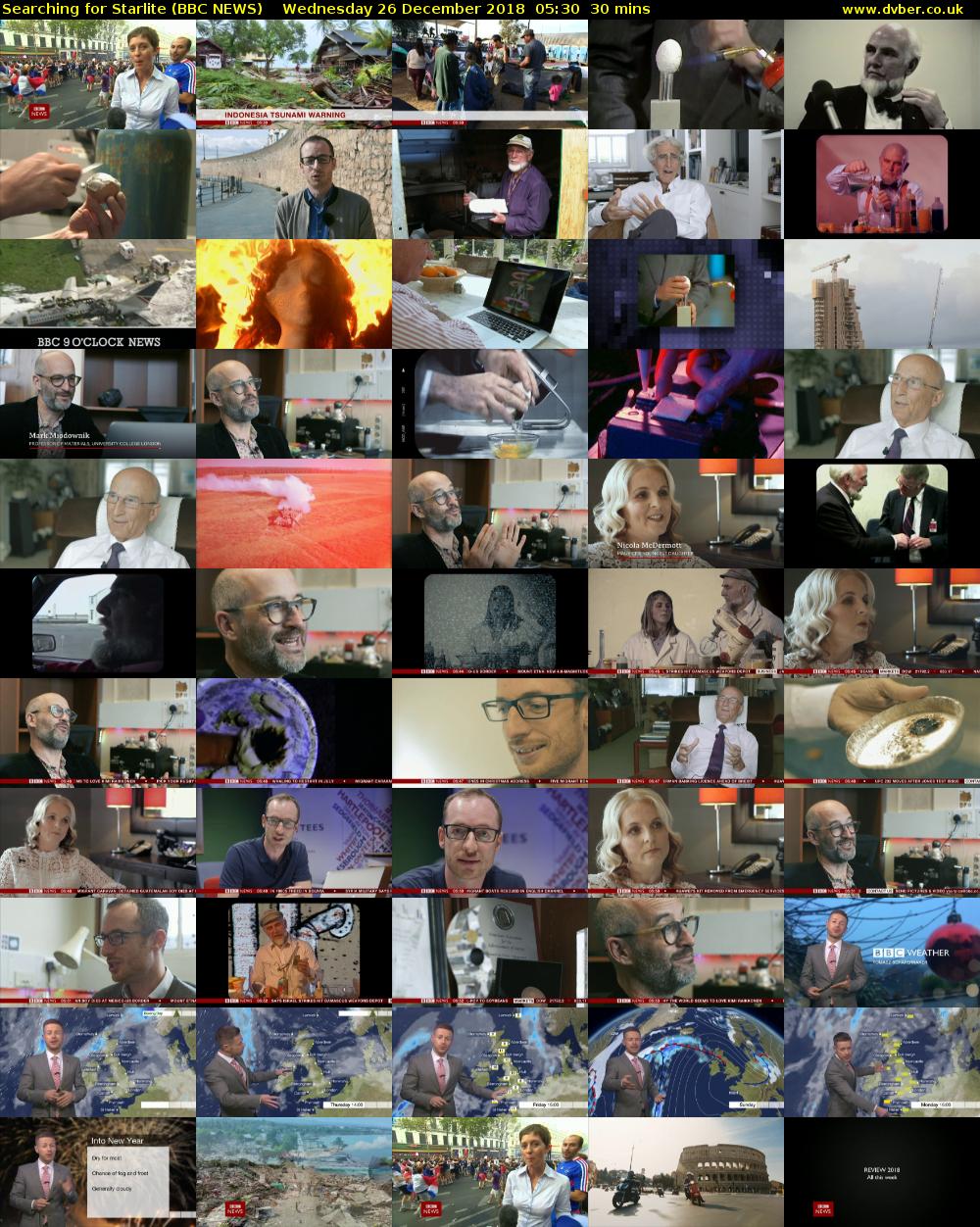 Searching for Starlite (BBC NEWS) Wednesday 26 December 2018 05:30 - 06:00