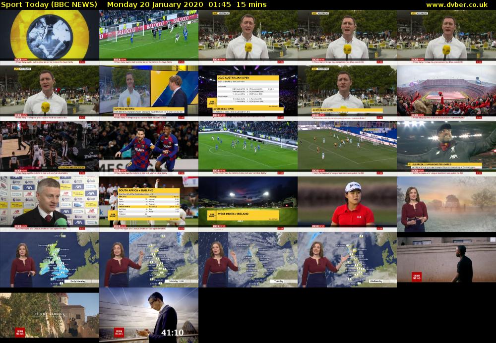 Sport Today (BBC NEWS) Monday 20 January 2020 01:45 - 02:00