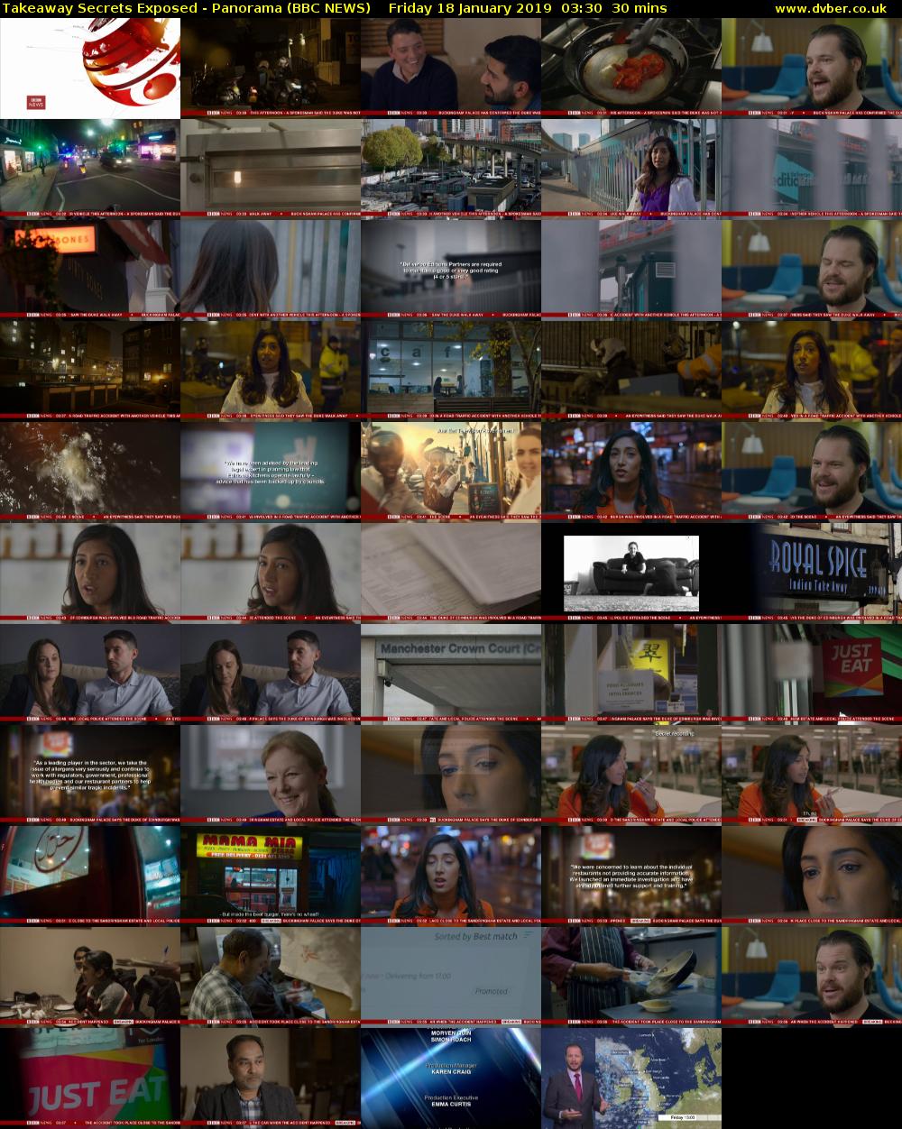 Takeaway Secrets Exposed - Panorama (BBC NEWS) Friday 18 January 2019 03:30 - 04:00
