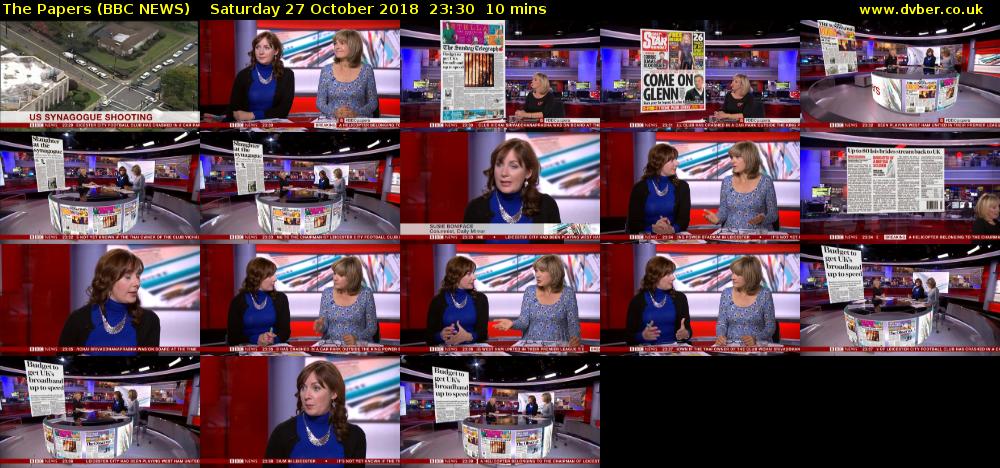 The Papers (BBC NEWS) Saturday 27 October 2018 23:30 - 23:40