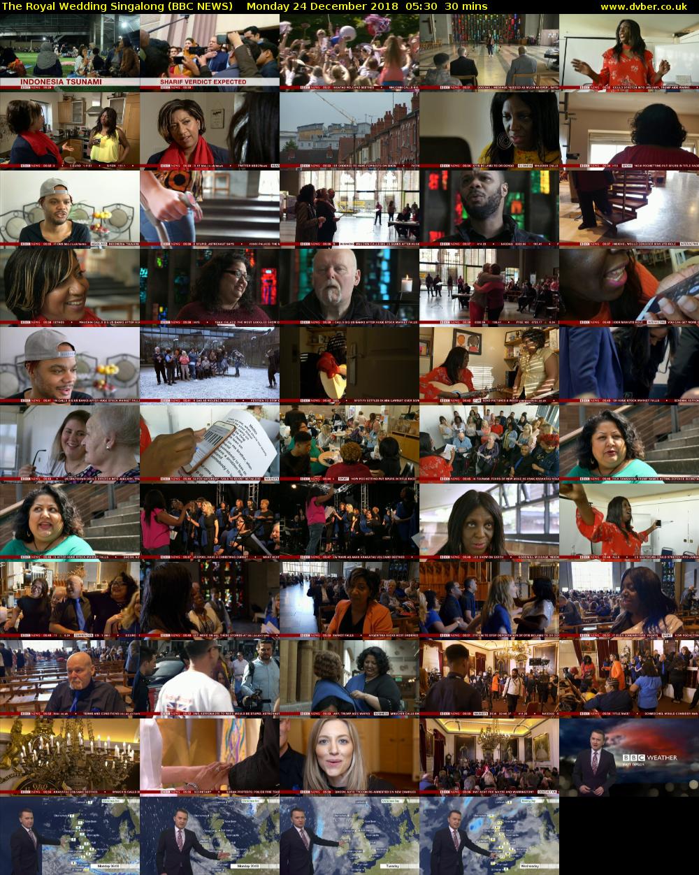 The Royal Wedding Singalong (BBC NEWS) Monday 24 December 2018 05:30 - 06:00