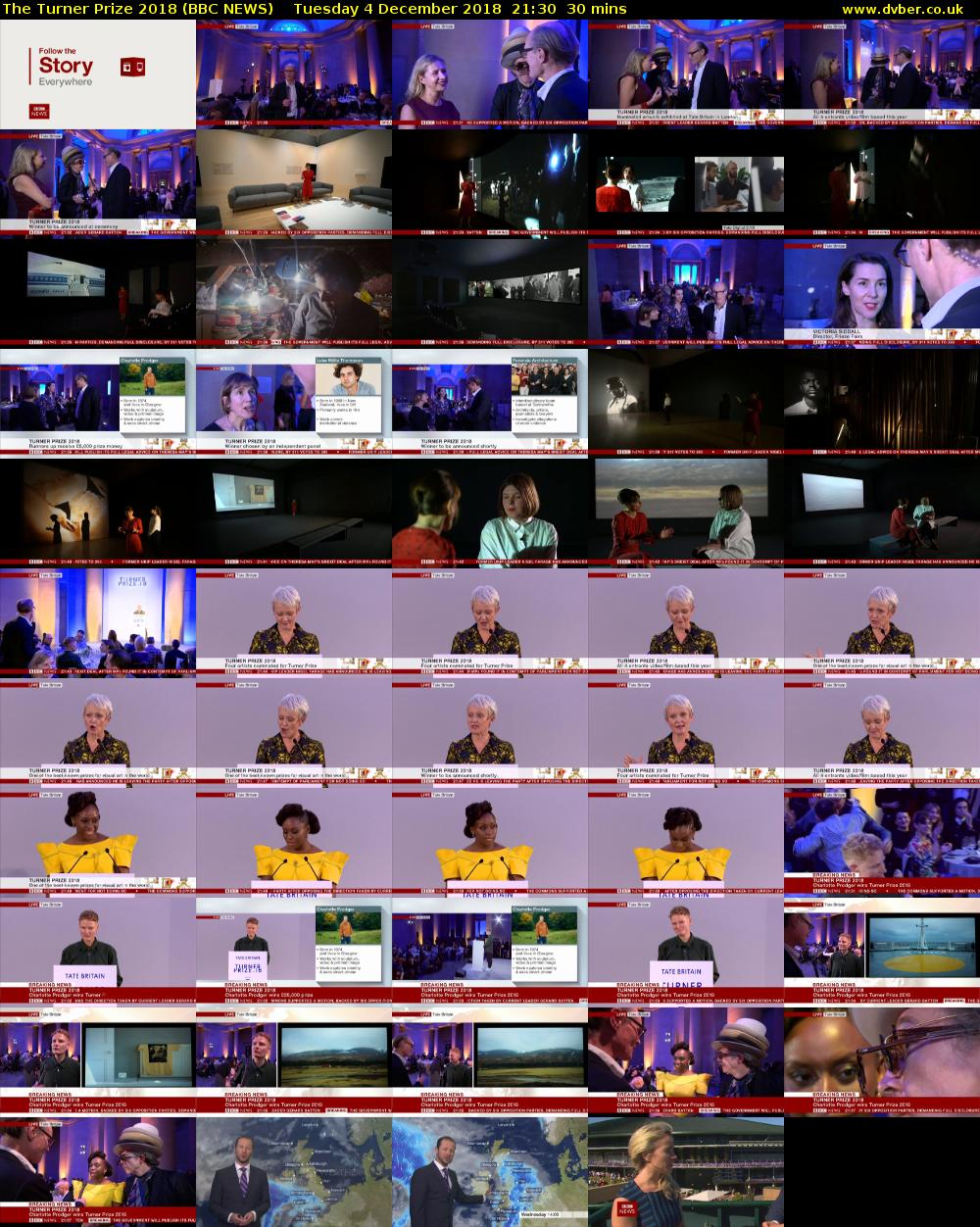 The Turner Prize 2018 (BBC NEWS) Tuesday 4 December 2018 21:30 - 22:00