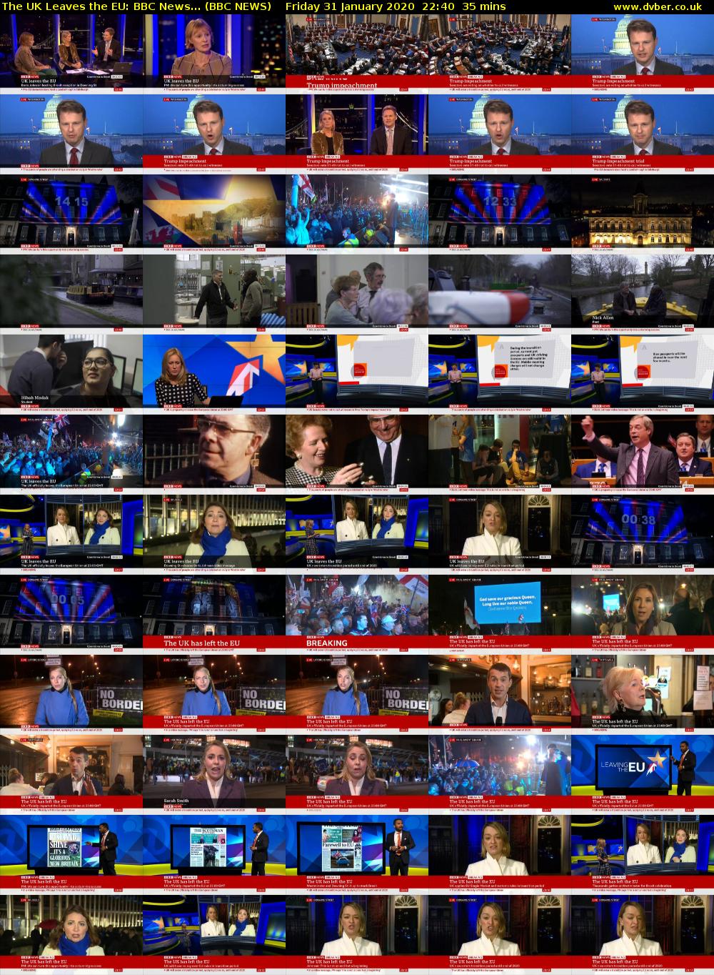 The UK Leaves the EU: BBC News... (BBC NEWS) Friday 31 January 2020 22:40 - 23:15