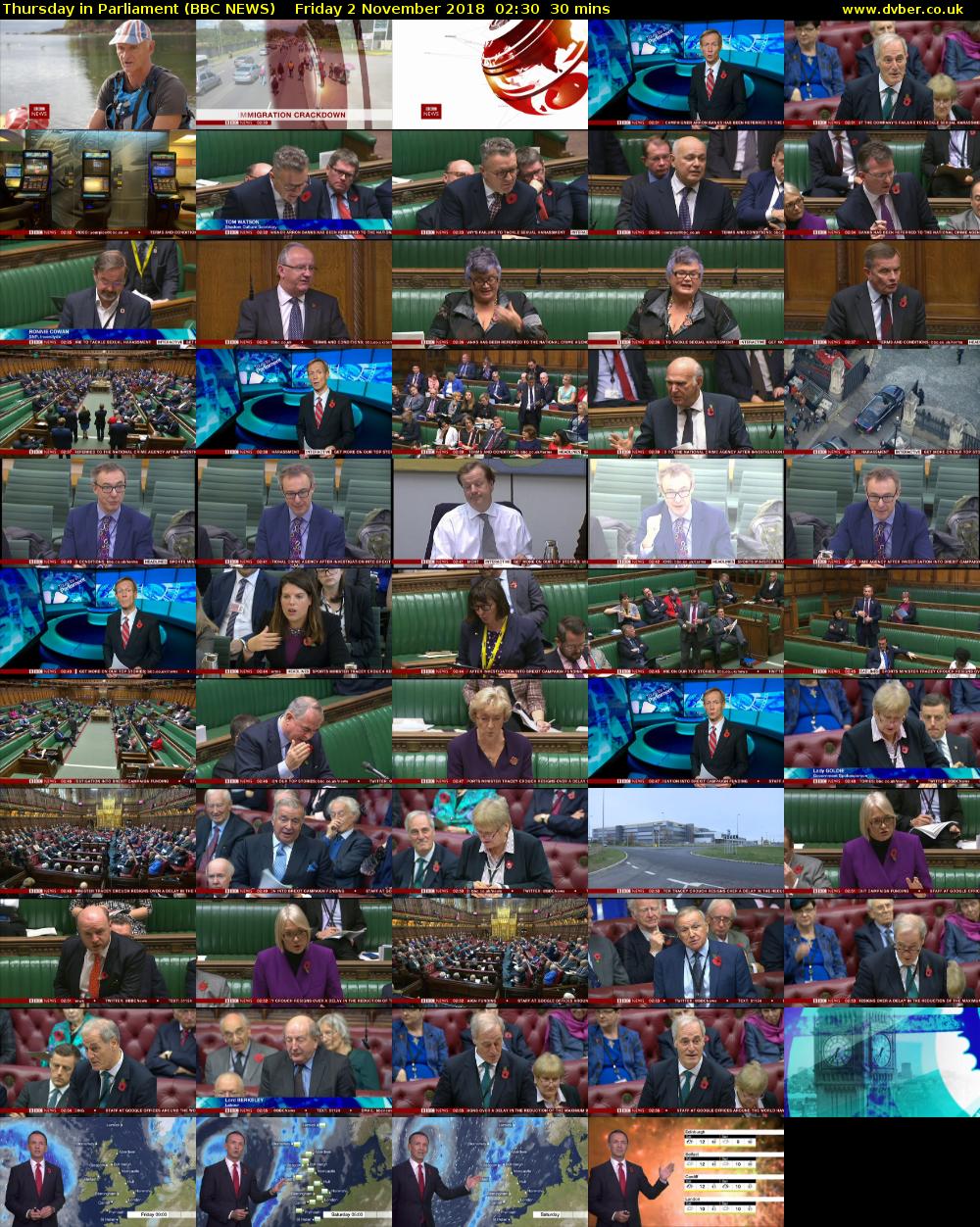 Thursday in Parliament (BBC NEWS) Friday 2 November 2018 02:30 - 03:00