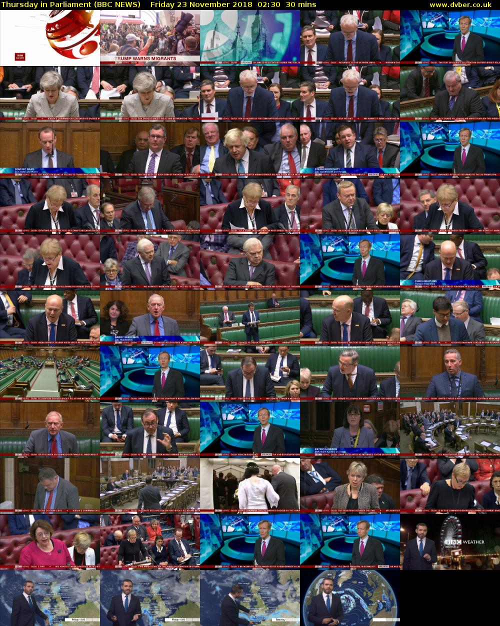 Thursday in Parliament (BBC NEWS) Friday 23 November 2018 02:30 - 03:00