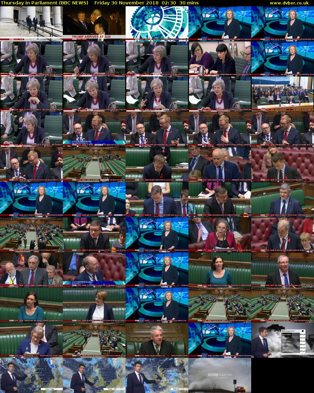 Thursday in Parliament (BBC NEWS) Friday 30 November 2018 02:30 - 03:00