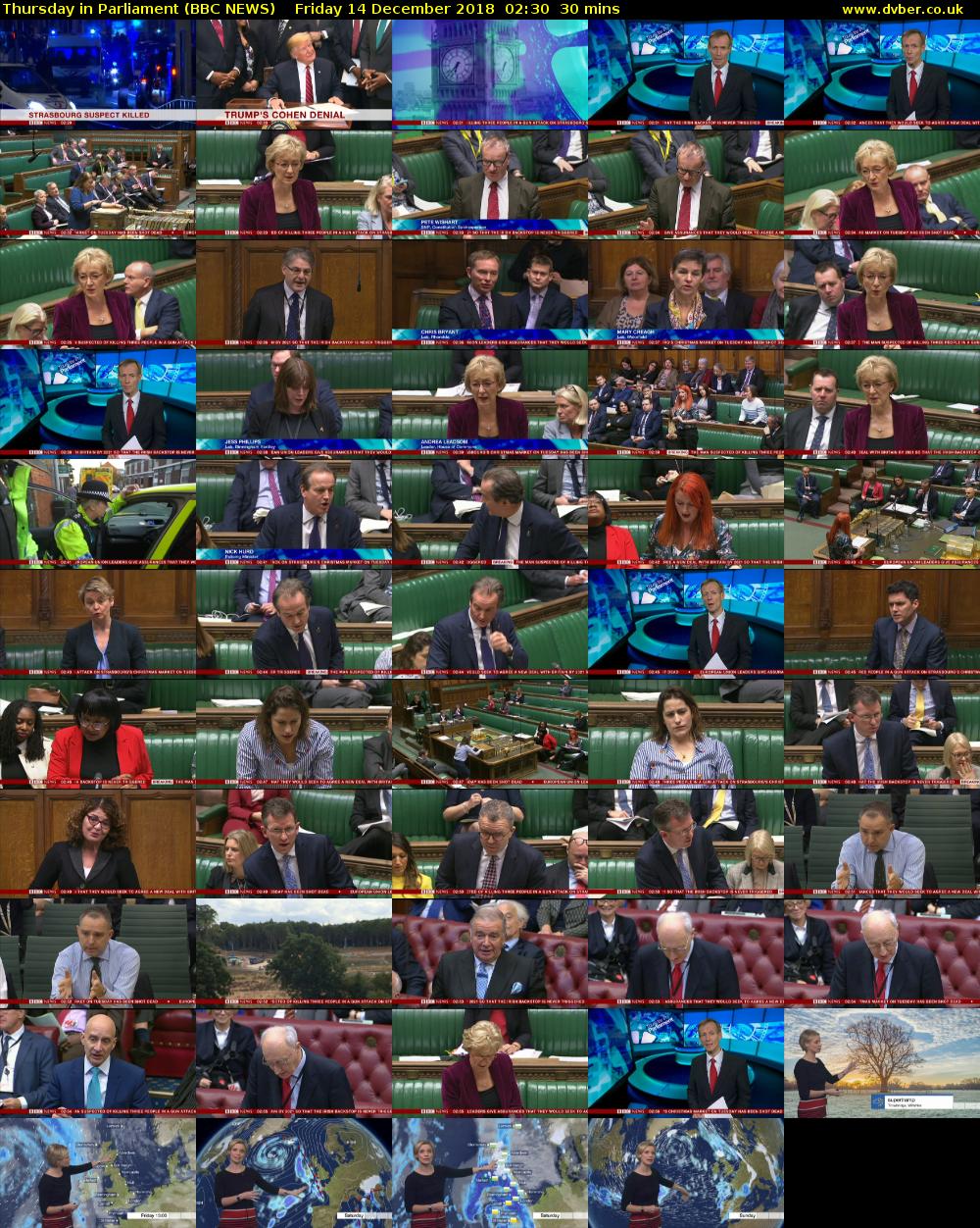 Thursday in Parliament (BBC NEWS) Friday 14 December 2018 02:30 - 03:00